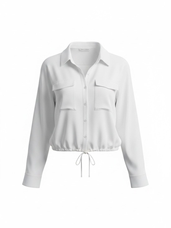 Urban Outfitters Tops - Urban Outfitters White Button-Down Drawstring Hem Shirt